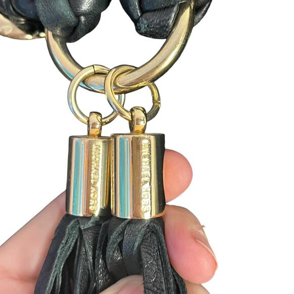 Michael Michael Kors Braided Astor Grommet Large Shoulder Tote Black Leather - Picture 7 of 14